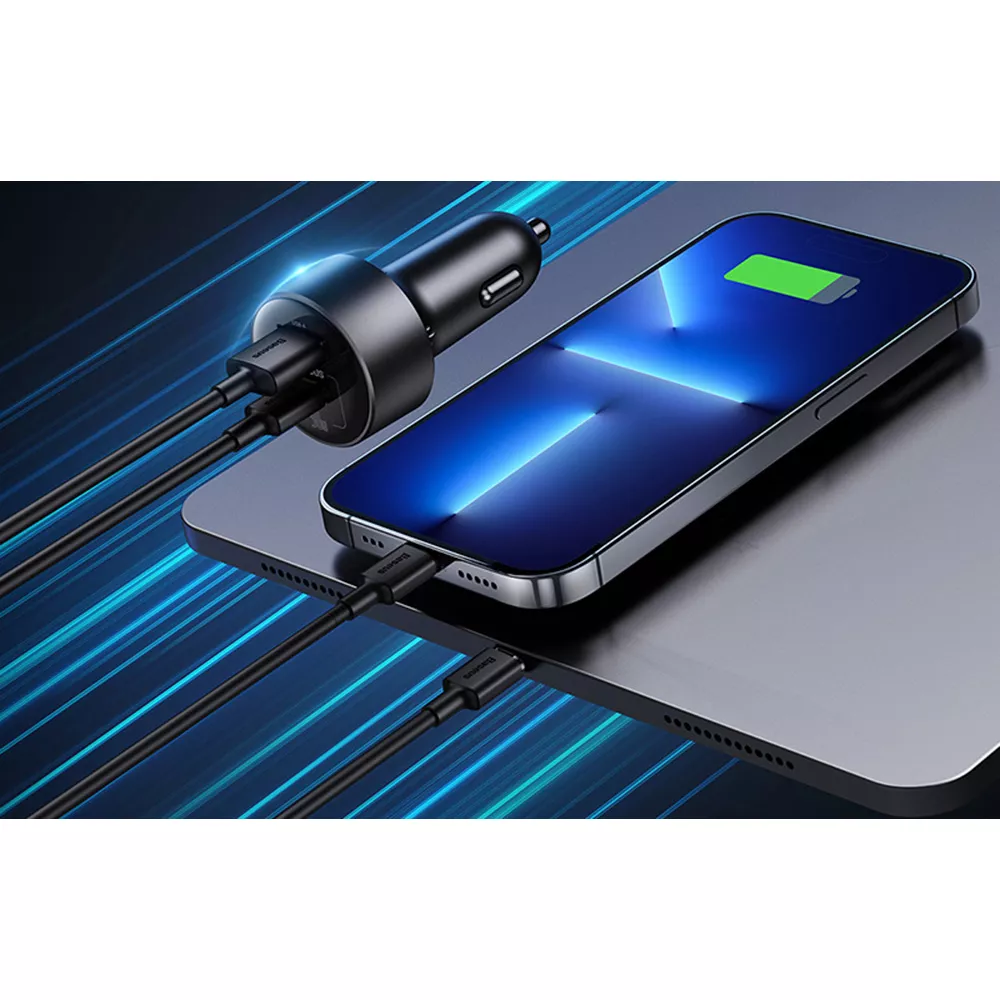 Зарядно за автомобил 12V BASEUS 30W - High Efficiency Pro (C00455300121-00), USB-A, USB-C, 12V Socket
