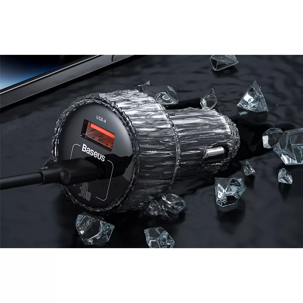 Зарядно за автомобил 12V BASEUS 30W - High Efficiency Pro (C00455300121-00), USB-A, USB-C, 12V Socket