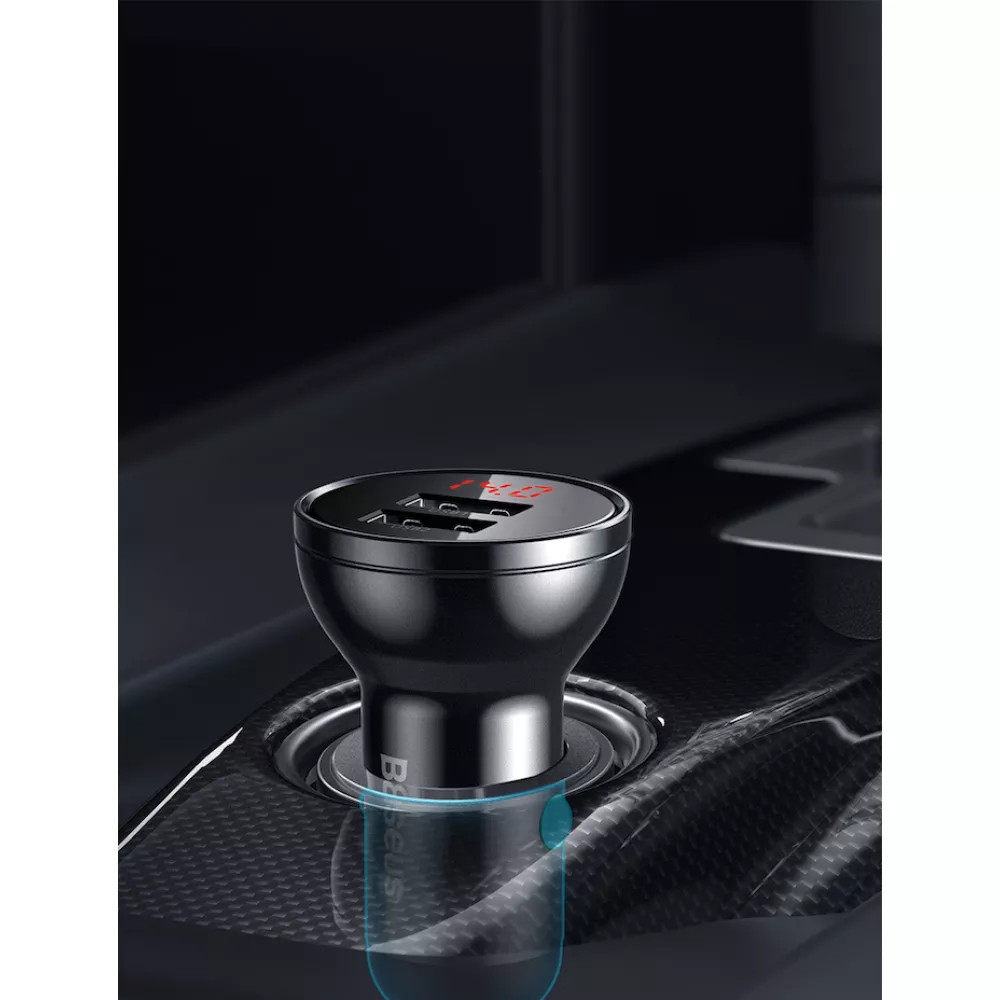 Зарядно за автомобил 12V BASEUS 24W, 2xUSB-A + 3 в 1 кабел - (TZCCBX-0G), 4.8A