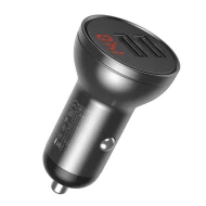  Зарядно за автомобил 12V BASEUS 24W Digital Display Dual  - (CCBX-0G), 2xUSB-A