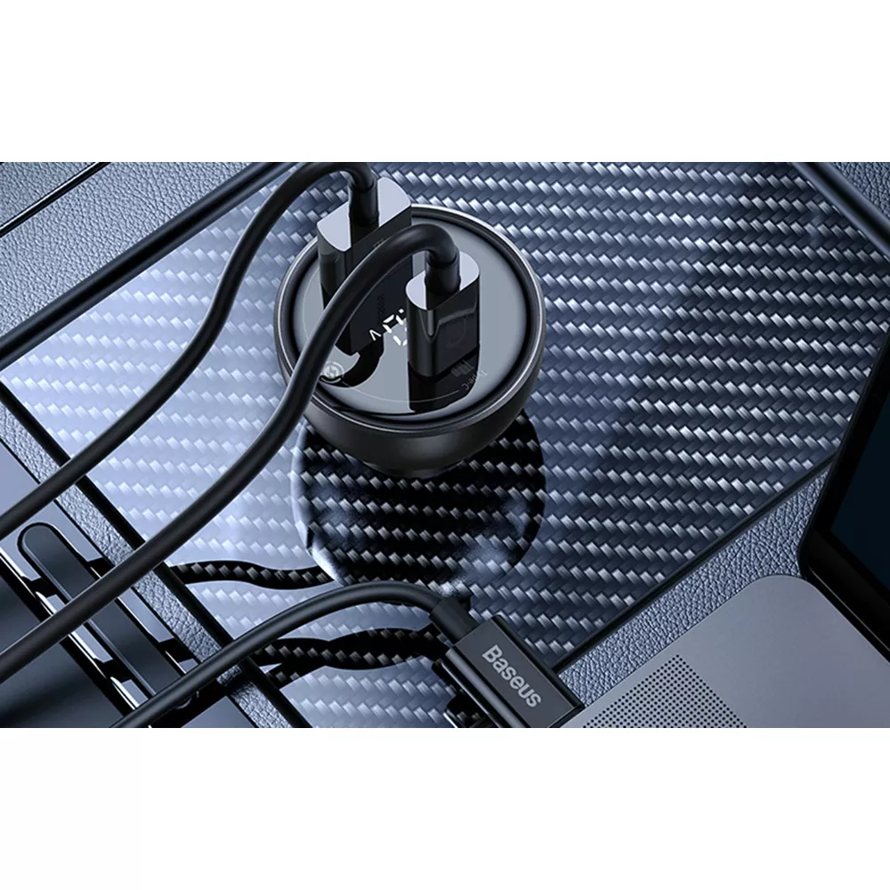 Зарядно за автомобил 12V BASEUS 140W, USB-A, USB-C + кабел Type-C към Type-C - Supreme (CGZX070001)