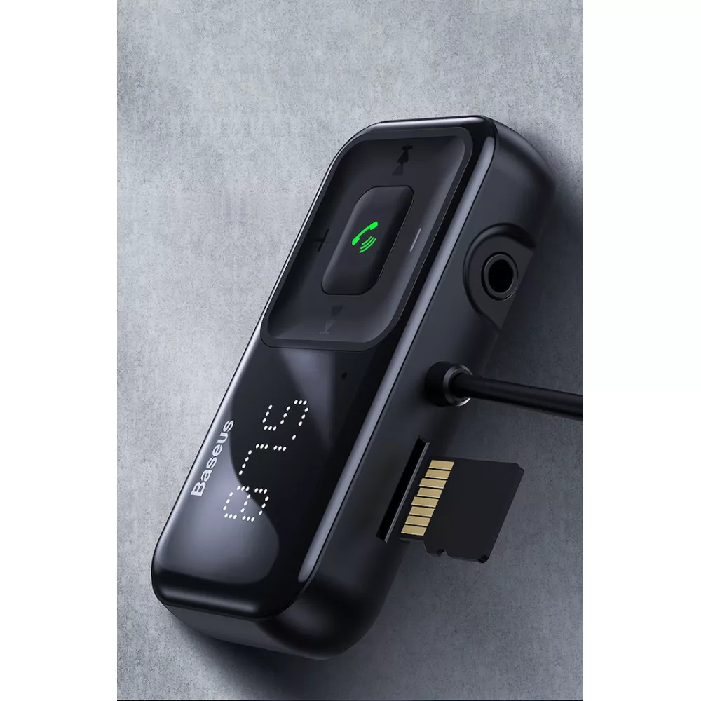 Трансмитер BASEUS - S-16 (CCTM-E01), MP3 Wireless 15W, 2xUSB-A, 3.5mm, TF/Micro SD,3.1A