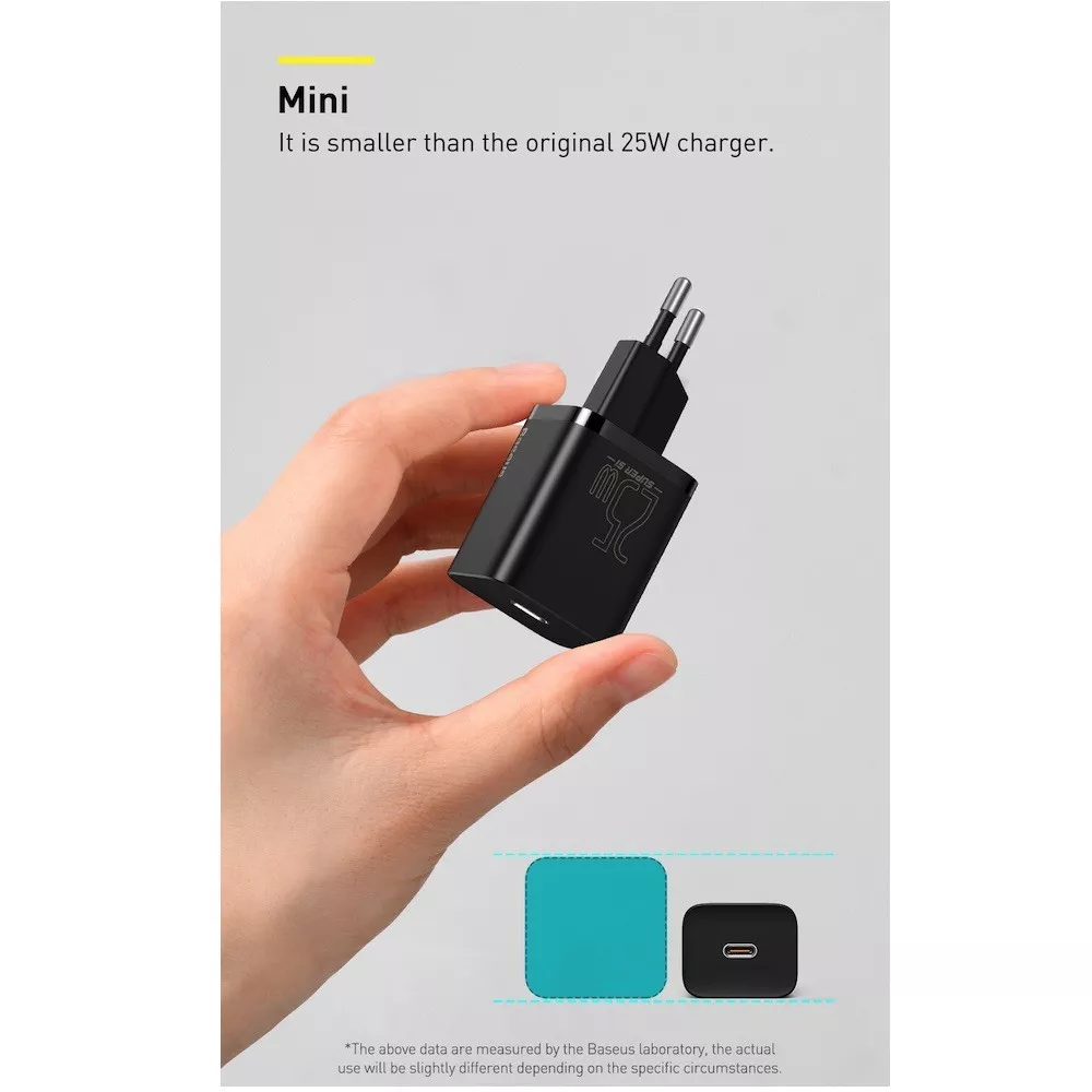Зарядно устройство 220V BASEUS 25W, USB-C, Super Si (CCSP020102)