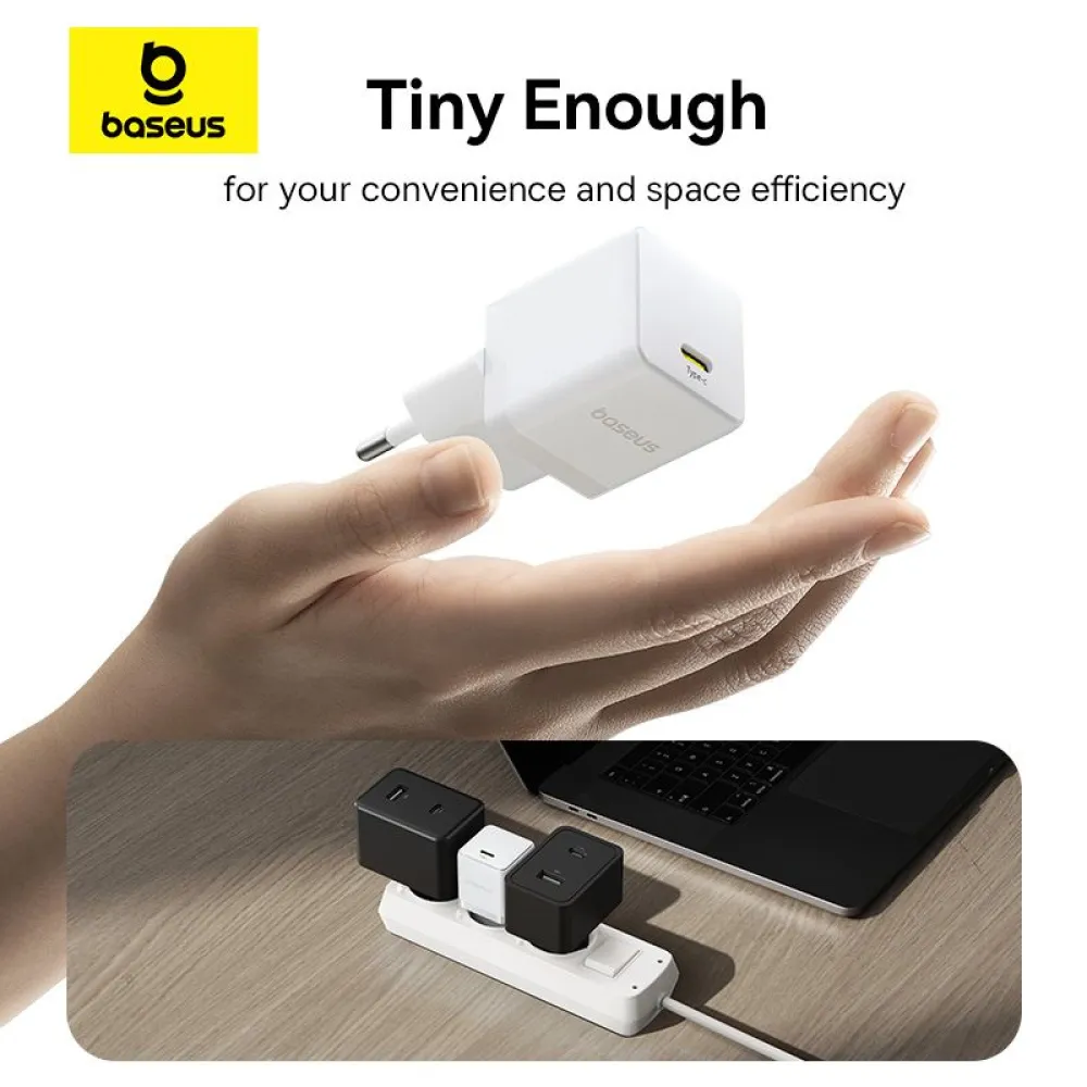 Зарядно устройство BASEUS 30W, 220V, USB-C - Palm fast + кабел (P10111605213-01)