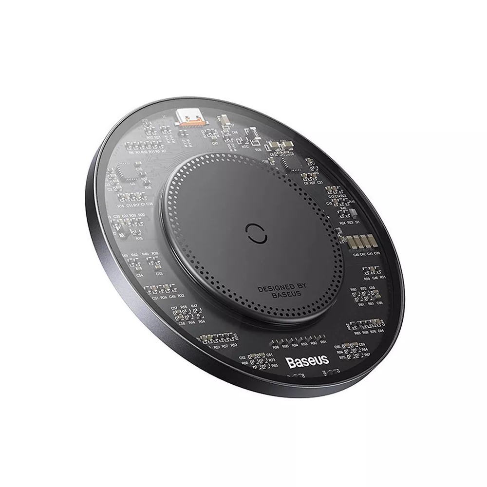 Безжично зарядно 220V BASEUS 15W, Qi SIMPLE2 (CCJJ050001) + кабел Type-C към Type-C