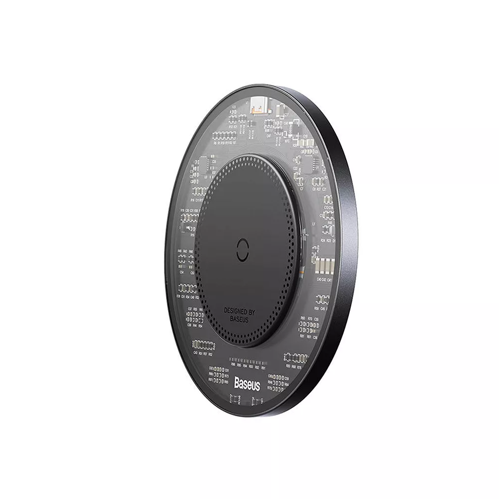 Безжично зарядно 220V BASEUS 15W, Qi SIMPLE2 (CCJJ050001) + кабел Type-C към Type-C