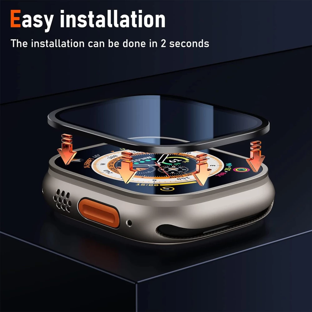 Стъклен протектор COTECi 9D за смарт часовник Apple iWatch Ultra 1 49мм - Сапфирена-алуминиева рамка