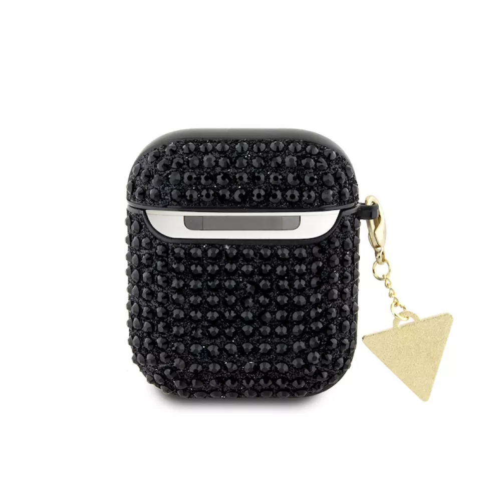 Калъф GUESS за AirPods 1 - Rhinestones Triangle Metal Logo