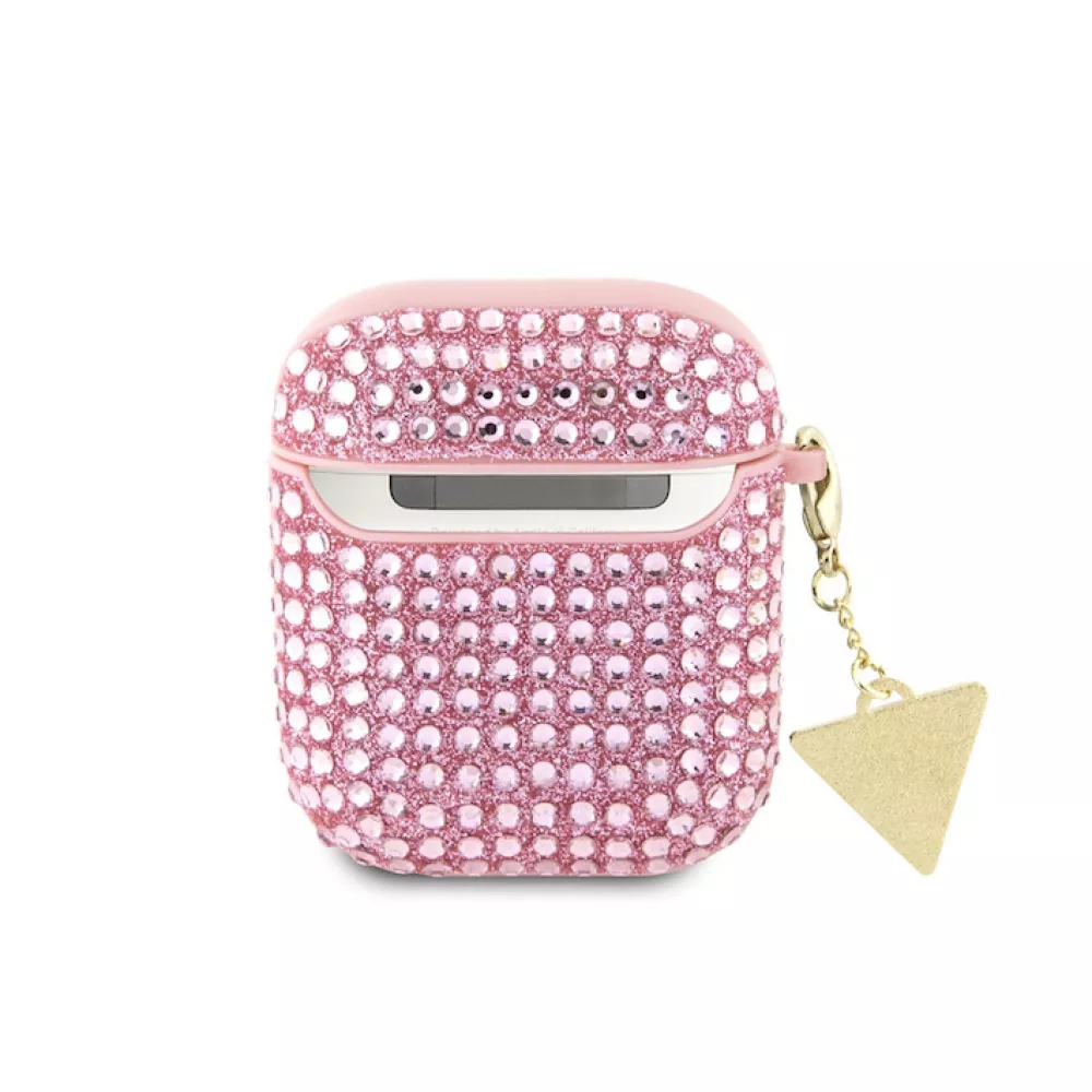 Калъф GUESS за AirPods 1 - Rhinestones Triangle Metal Logo