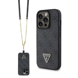 Калъф Guess 4G Strass Triangle Metal Logo + Crossbody Strap GUHCP16LP4TDSCPK за Apple iPhone 16 Pro