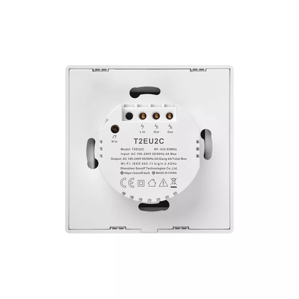 Интелигентен Превключвател SONOFF -  T2 EU TX, Двоен сензорен ключ