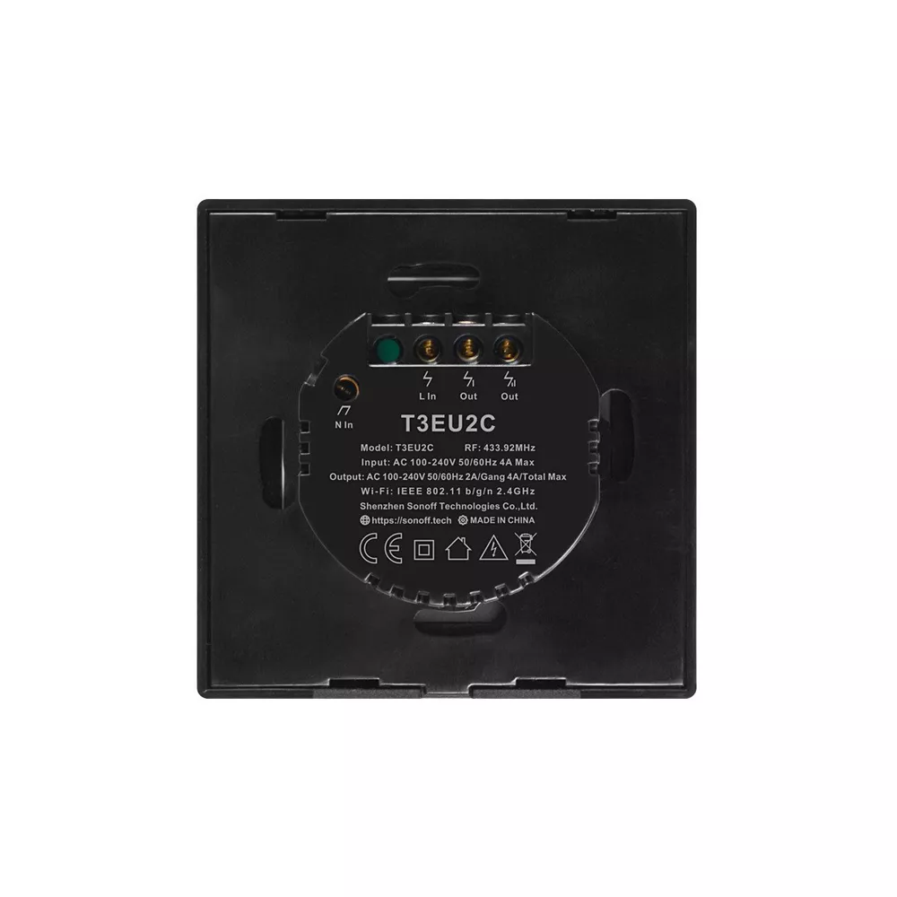 Интелигентен Превключвател SONOFF -  T3 EU TX, Двоен сензорен ключ