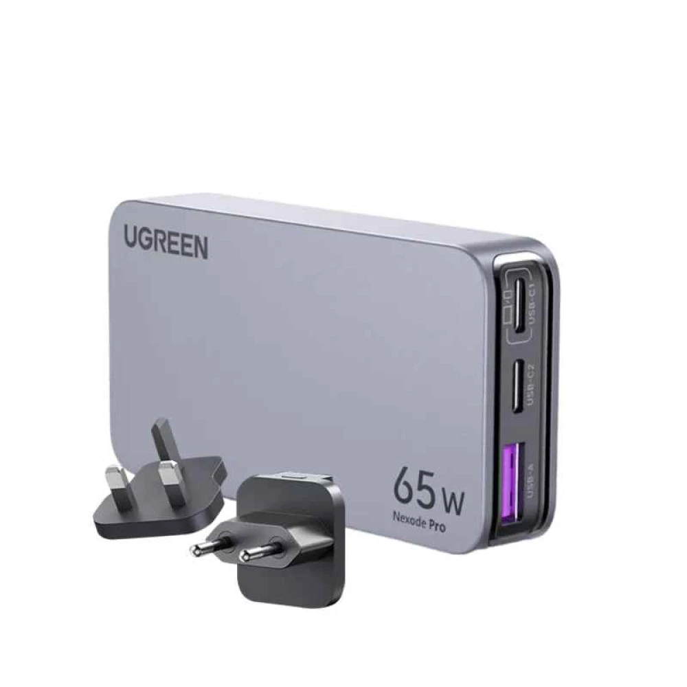 Зарядно устройство 220V UGREEN Nexode Pro GaN Ultra-Slim Fast - X753/25356, 65W,  USB-A, 2xUSB-C