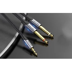Аудио кабел VENTION BARHG - 1(M)x mini jack 3.5mm към 2(M)x jack 6.5mm, 1.5 метра 