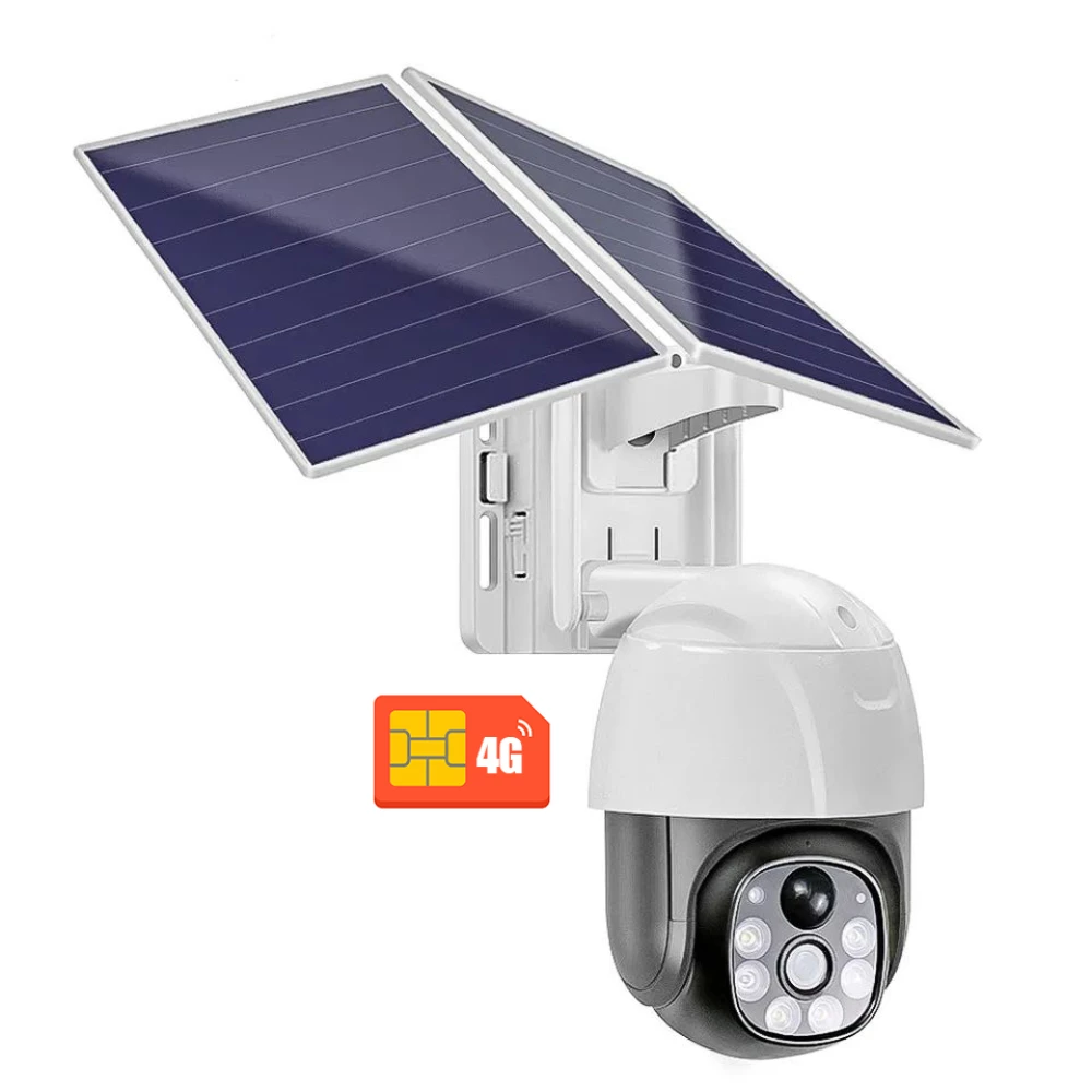 Външна WiFi камера със соларна батерия, микрофон, нощно виждане и следене на движение, слот за SIM карта, 2MP - VC8PT-4G