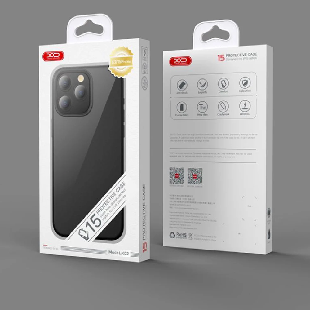  СЕТ Калъф XO MATT Frosted + Стъклен протектор 2.5D за Apple iPhone 15