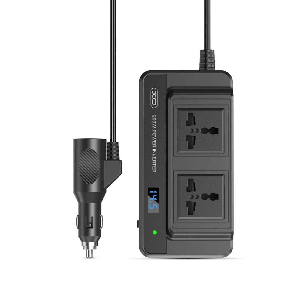 Инвертор за кола 12V/24V XO, 200W, 2xAC, 2xUSB-A,1xUSB-C - CZ011