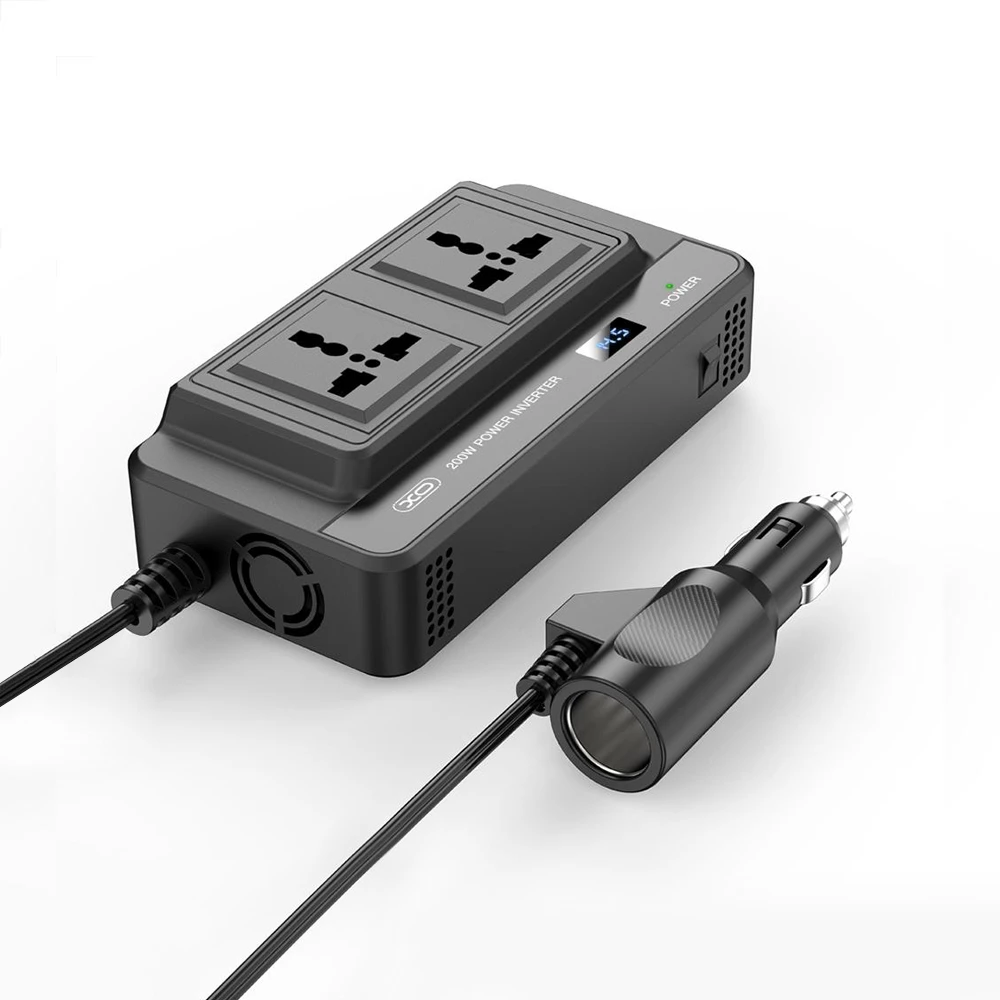 Инвертор за кола 12V/24V XO, 200W, 2xAC, 2xUSB-A,1xUSB-C - CZ011