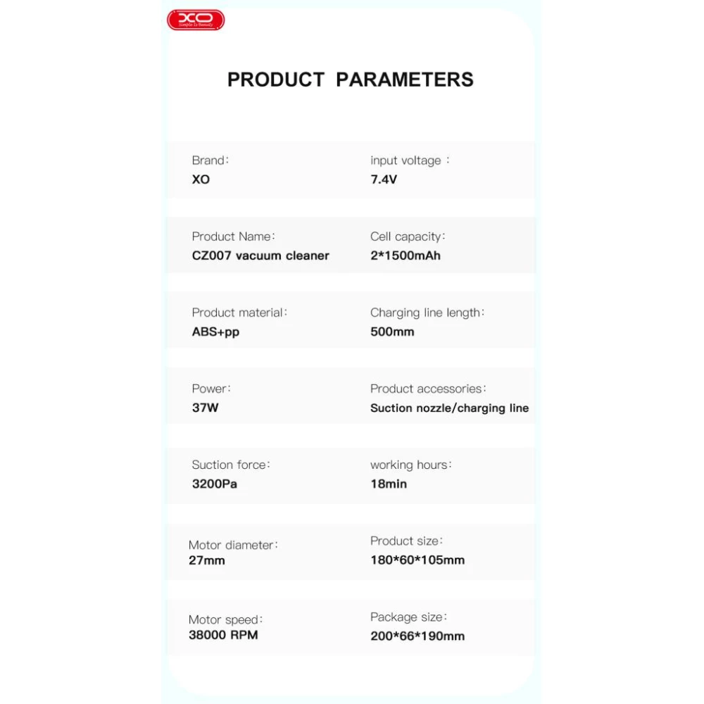 Преносима прахосмукачка Car Vacuum Cleaner XO -  CZ007