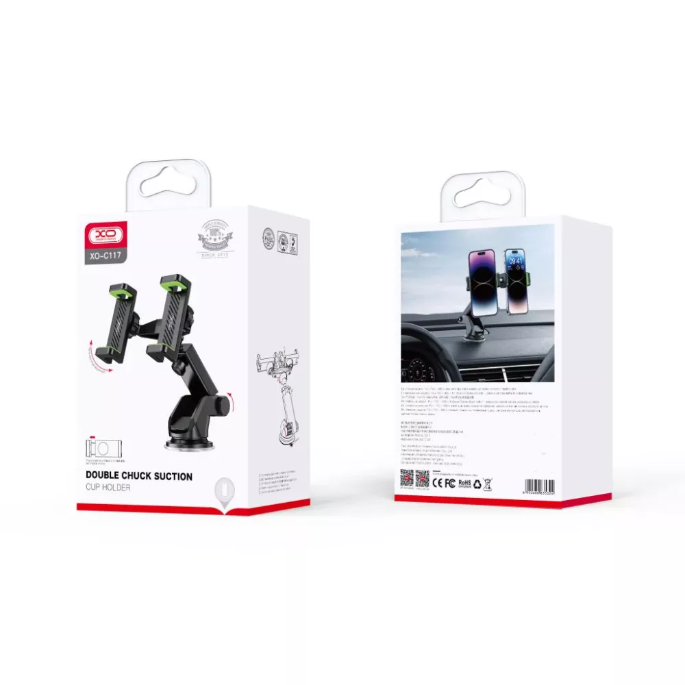 Двоен холдер за автомобил XO - C117 / Стойка за два телефона