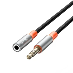 Преходник адаптер XO - NB-R269A от AUX/m/ 3.5мм към AUX/f/ 3.5мм, 1м