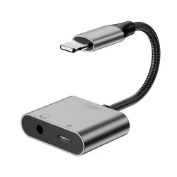 Преходник адаптер XO - NB-R258B от Lightning към Lightning + AUX /f/ 3.5mm