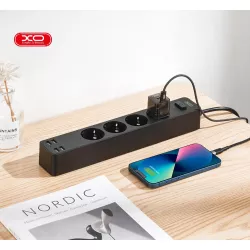 Разклонител XO - WL10, 4xAC Гнезда + 4xUSB-A + Захранващ бутон, 2500W