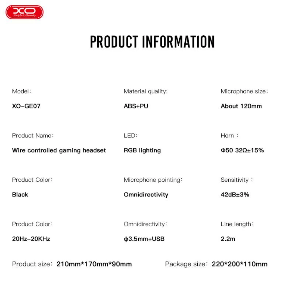 Геймърски слушалки XO - GE-07 с микрофон