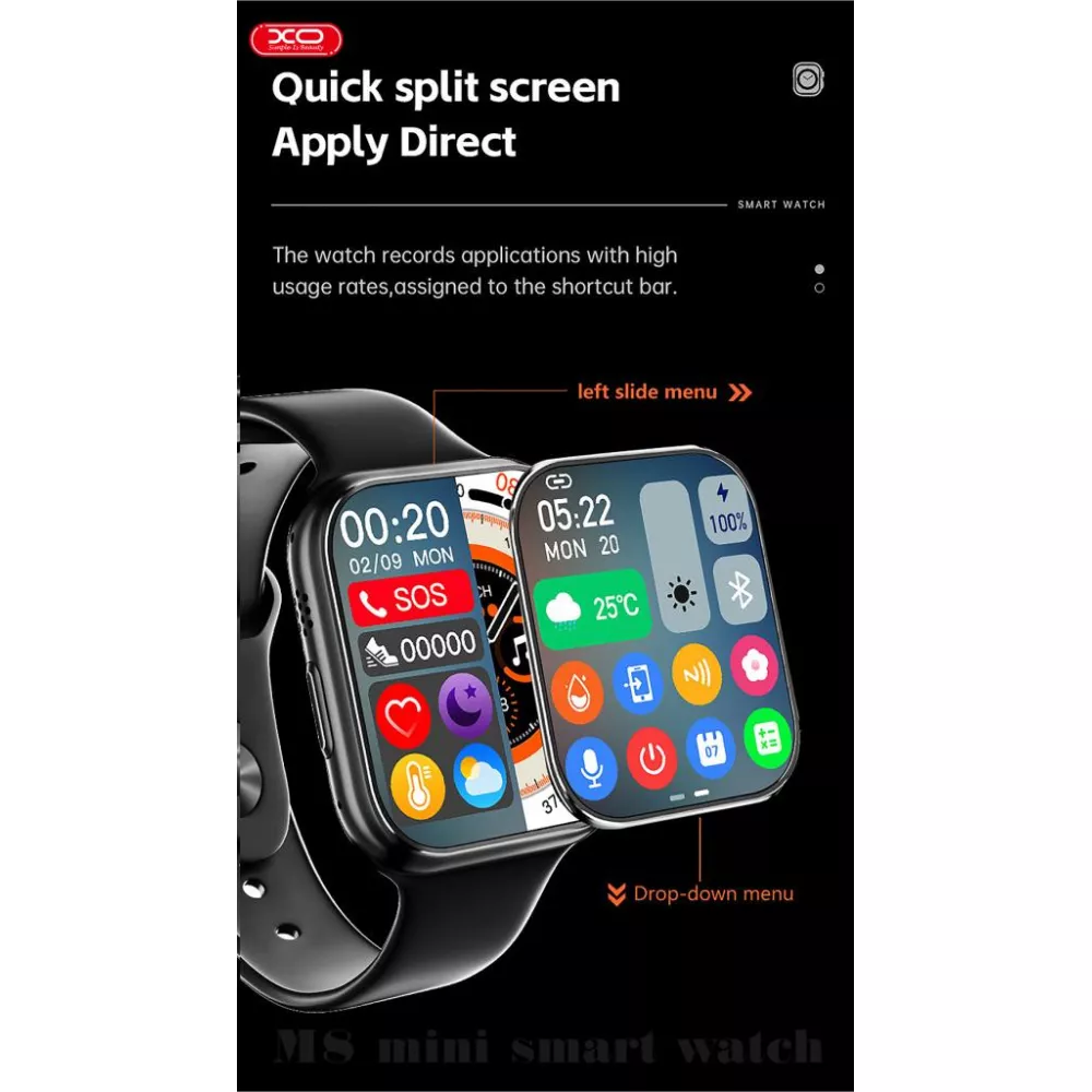  Смарт часовник XO - M8 Mini - Черен