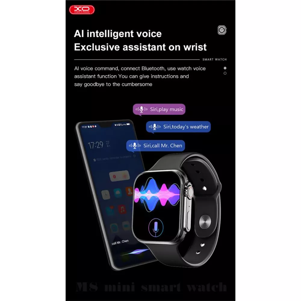  Смарт часовник XO - M8 Mini - Черен