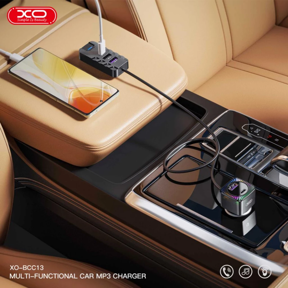 Трансмитер XO - BCC13, 5 Outputs/6.2A: 3.1A/5V: USB-A, USB-C + 3.1A/5V:2xUSB-A, USB-C