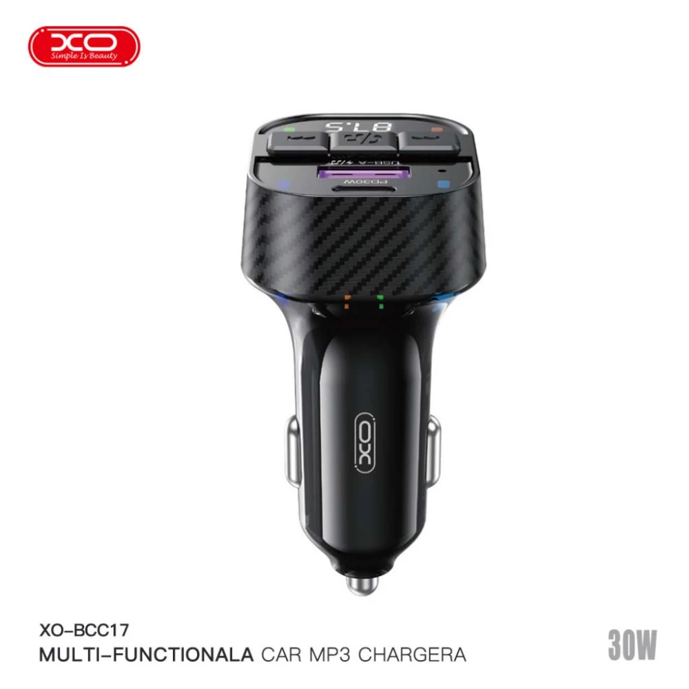Трансмитер XO - BCC17, MP3 Wireless 30W, QC,PD 3A, USB-A, USB-C