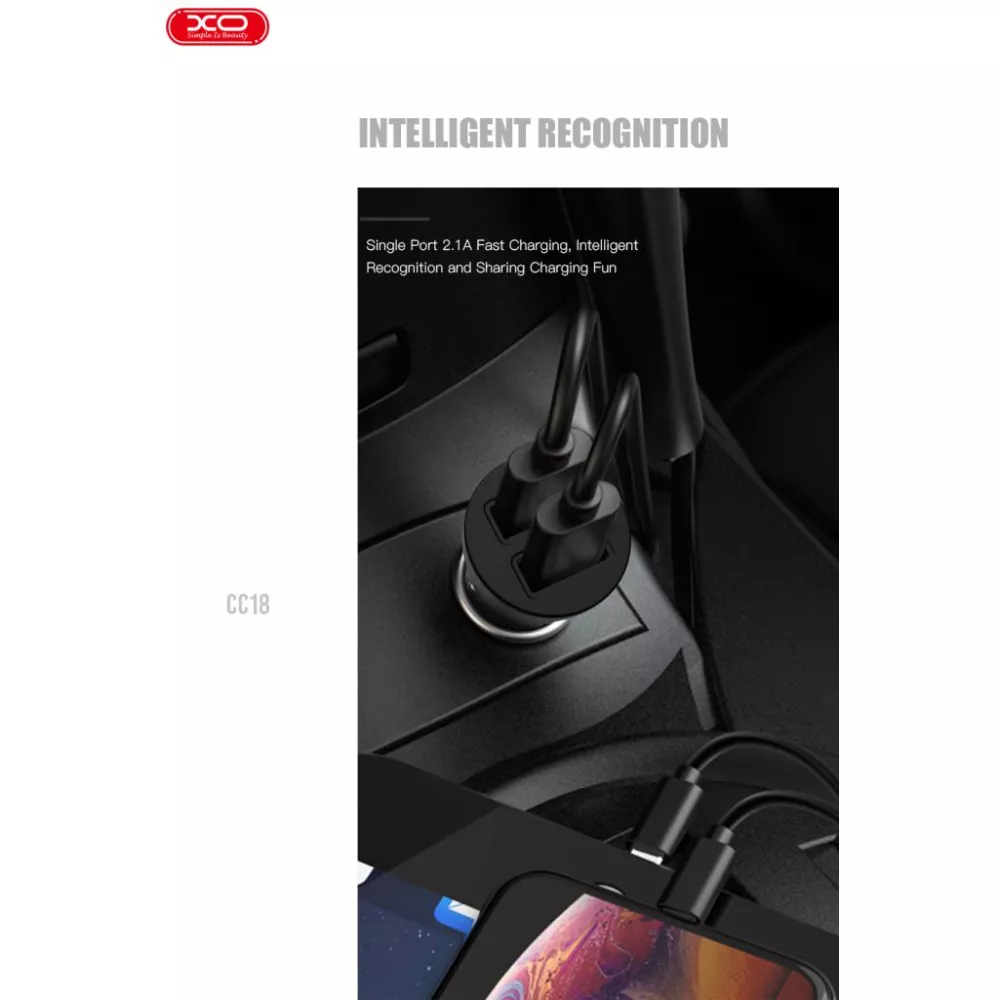 Зарядно за автомобил 12V XO - CC18 10.5W, 2xUSB-A, QC 3.0