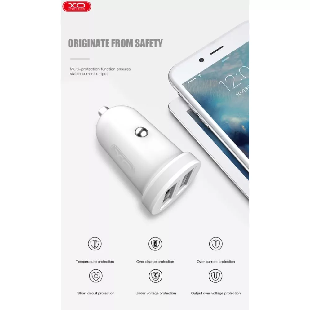 Зарядно за автомобил 12V XO - CC18 10.5W, 2xUSB-A, QC 3.0