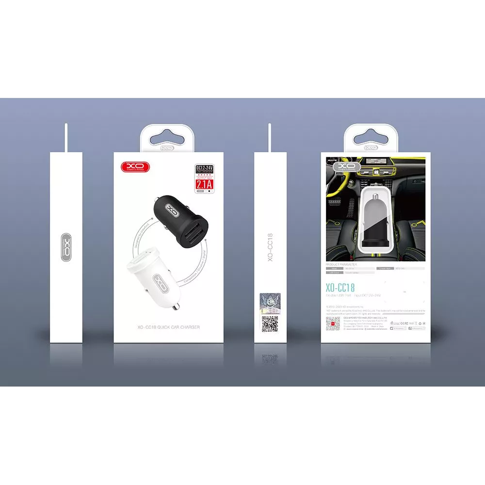 Зарядно за автомобил 12V XO - CC18 10.5W, 2xUSB-A, QC 3.0