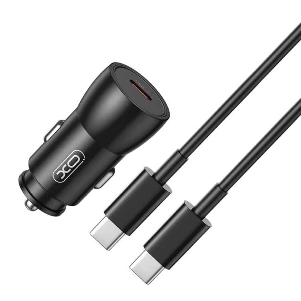 Зарядно за автомобил 12V XO - CC57 25W, USB-C, QC 3.0, PD + кабел Type-C към Type-C