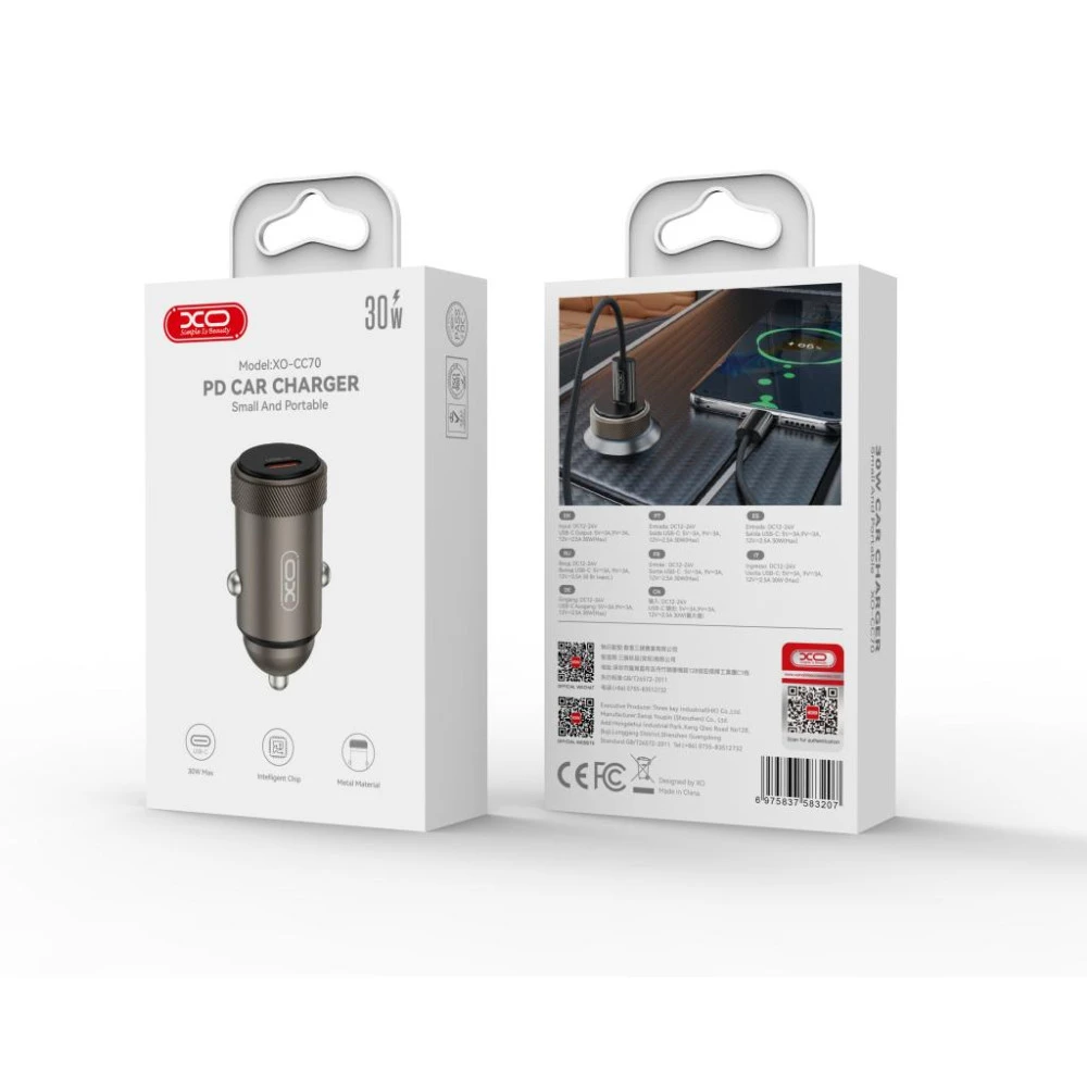 Зарядно за автомобил 12V XO - CC70 30W, USB-C
