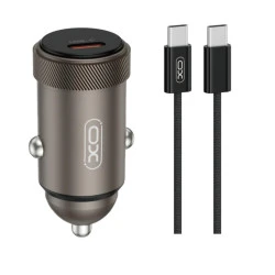 Зарядно за автомобил 12V XO - CC70 30W, USB-C + кабел Type-C към Type-C
