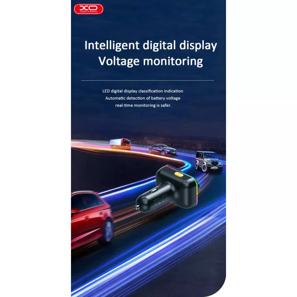 Трансмитер XO - BCC09,  MP3 Wireless 25W, 1xUSB-A, 1xUSB-A, USB-C, TF Card, QC 3.1A 