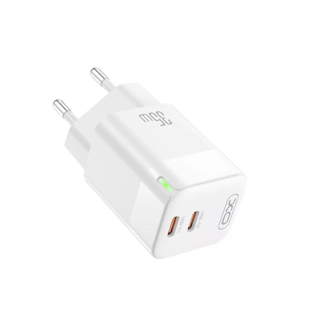 Зарядно устройство 220V XO - CE07, 35W, 2xUSB-C, GaN Зарядно устройство 220V XO - CE07, 35W, 2xUSB-C, GaN