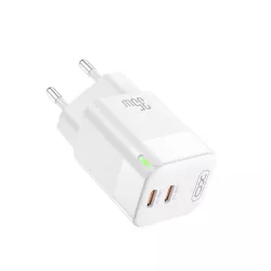 Зарядно устройство 220V XO - CE07, 35W, 2xUSB-C, GaN