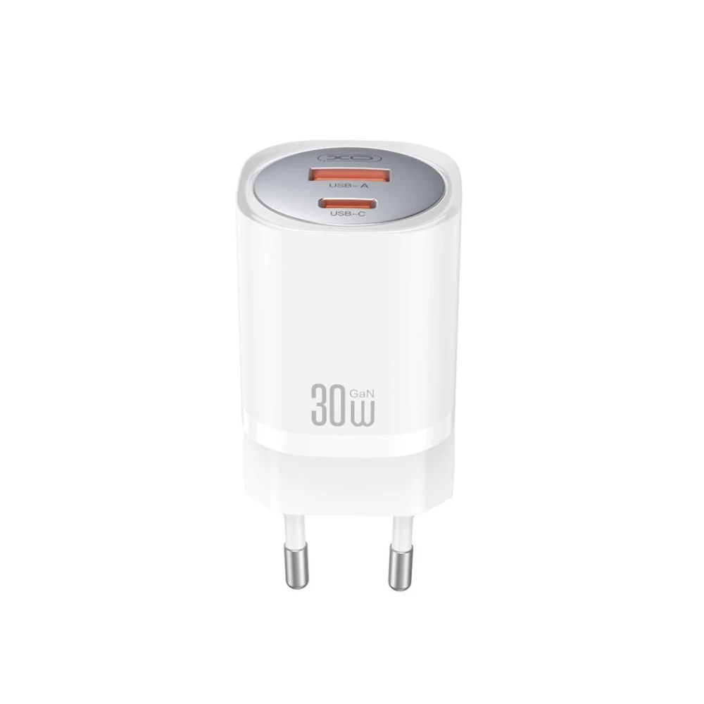 Зарядно устройство 220V XO - GaN Nitride CE21 30W, USB-A, USB-C, (EU сертифицирано)