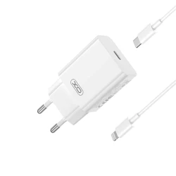 Зарядно устройство 220V XO - L126 20W, USB-C + кабел Type-C към Lightning