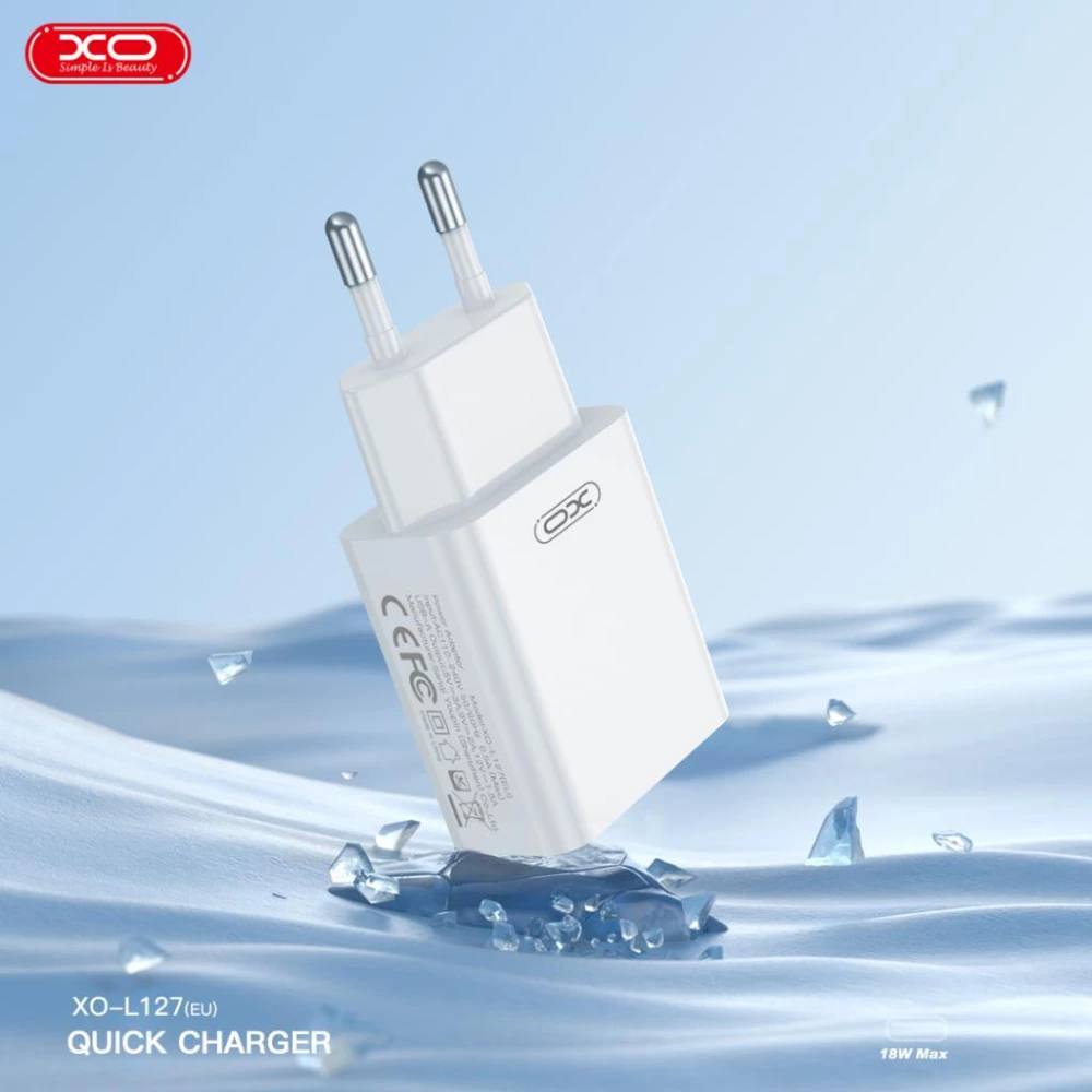Зарядно устройство 220V XO - GaN Nitride L127 18W, USB-A