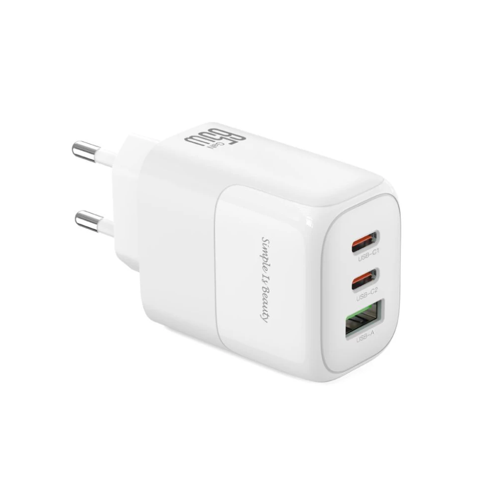 Зарядно устройство 220V XO - GaN Nitride L139 65W, USB-A, 2xUSB-C + кабел Type-C към Type-C