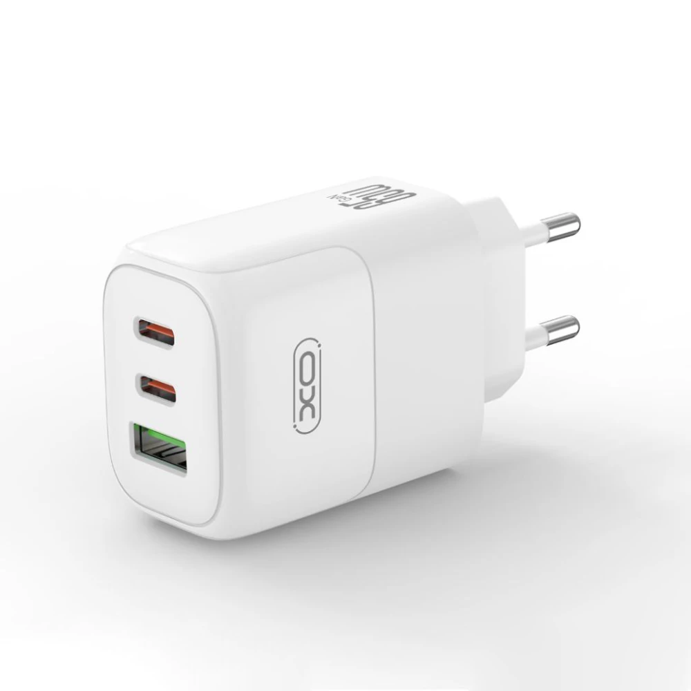 Зарядно устройство 220V XO - GaN Nitride L139 65W, USB-A, 2xUSB-C + кабел Type-C към Type-C
