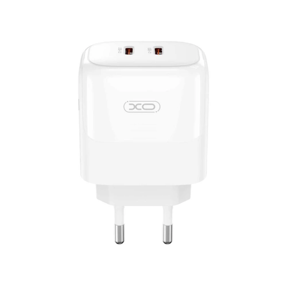 Зарядно устройство 220V XO - GaN Nitride L140 35W, 2xUSB-C + кабел Type-C към Lightning 