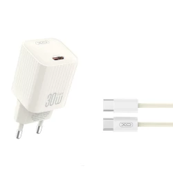 Зарядно устройство 220V XO - L148 30W, USB-C, PD + кабел Type-C към Type-C