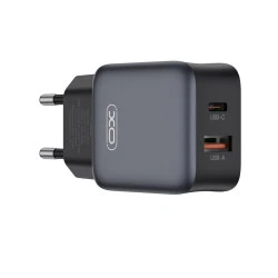 Зарядно устройство 220V XO - L156 30W, USB-A, USB-C + кабел Type-C към Lightning
