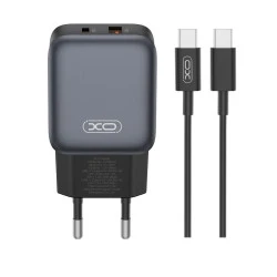 Зарядно устройство 220V XO - L156 30W, USB-A, USB-C + кабел Type-C към Lightning